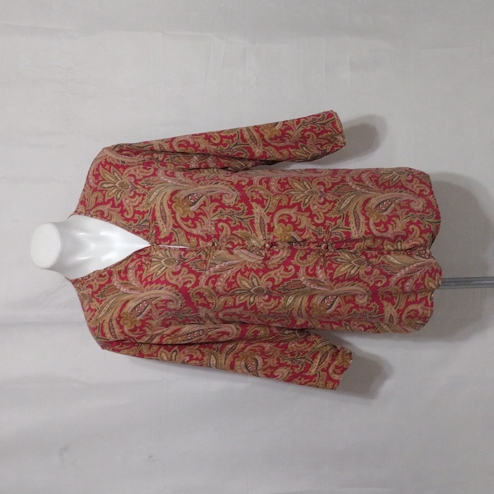 Vintage Victoria Secret Gold Label Paisley Print Slik Tunic Top Boho Retro Sz 8